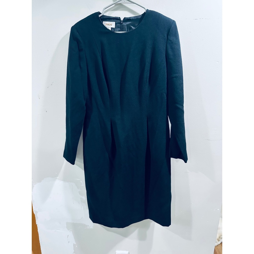 Talbots Black 100% Wool Long Sleeve Sheath Dress Made in USA Size 6